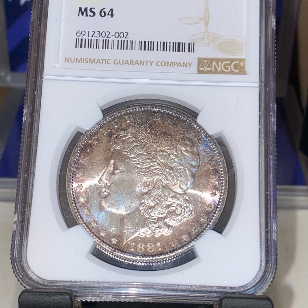 Morgan Silver Dollar Coin 1881 s rainbow toned